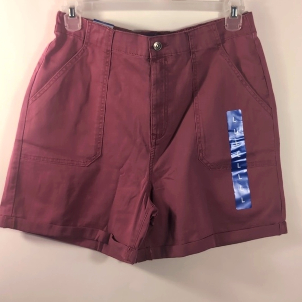 NWT Gloria Vanderbilt Utility Cargo Shorts Light Maroon Size Large | Stretch - Picture 11 of 16